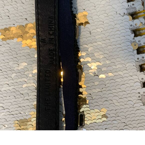 The Limited vintage blue rhinestones embellished thin elastic belt size Medium - Picture 3 of 10